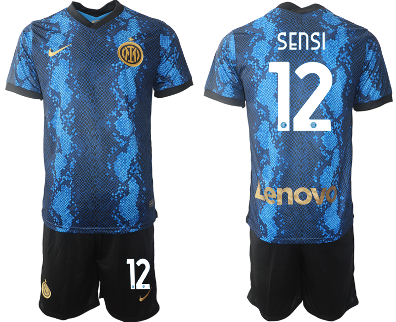 Men 2021-2022 Club Inter Milan home blue #12 Nike Soccer Jersey->inter milan jersey->Soccer Club Jersey